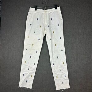 Rowing Blazers New York Embroidered Watch Print White Chino Pants Mens Size 28